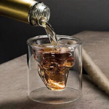 150ml Skull Head Shot Glass Fun Creative Designer Crystal Party Wine Cup Transparent Vodka Beer Steins Halloween Novelty Cup