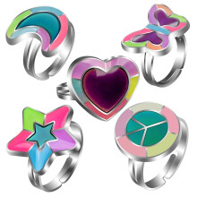 Guangmc 5Pcs Color Changing Mood Rings - Adjustable Size Temperature Control Rings
