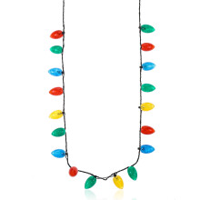 Holiday Time Festive Multicolored Light-Up Bulb Necklace, Adults, Men and Women, 36" Length