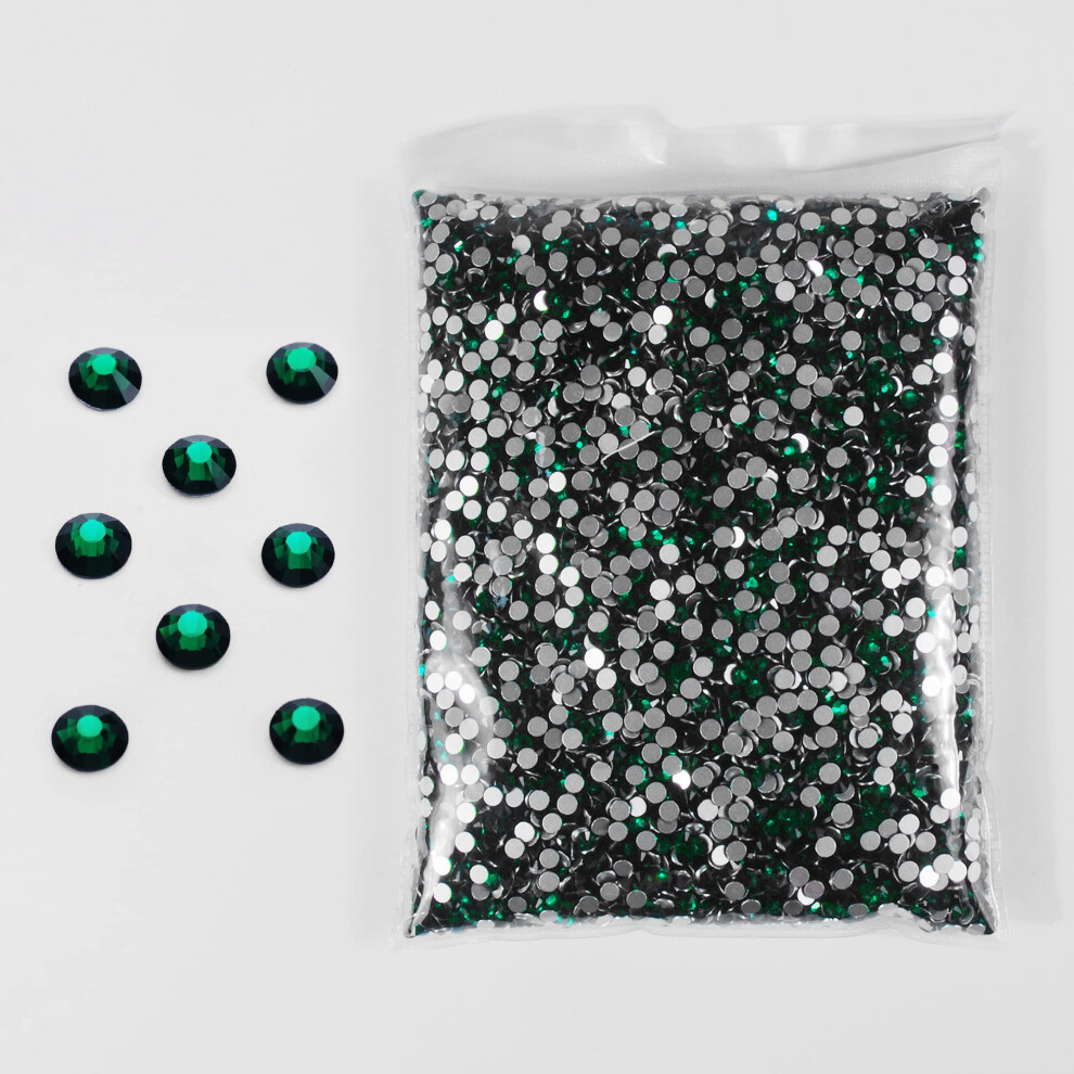Dark/Green Ss16 Nail Art Rhinestones 14400Pcs Longlasting Sparkle Flatback Glass Crystals For Crafts