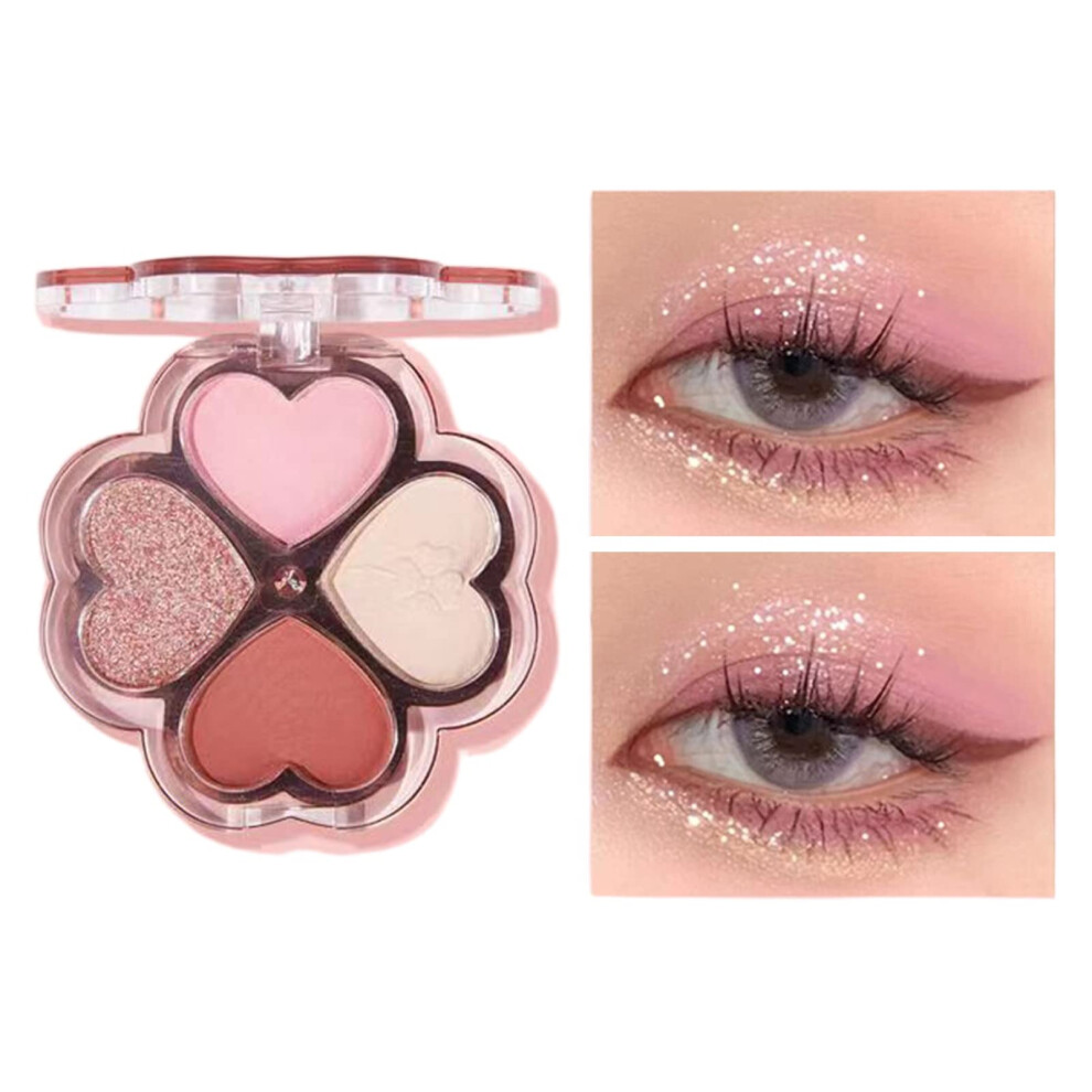 Peach Eyeshadow Palette for Beginners, Compact 4 Pan Matte and Glitter Eye Makeup Set