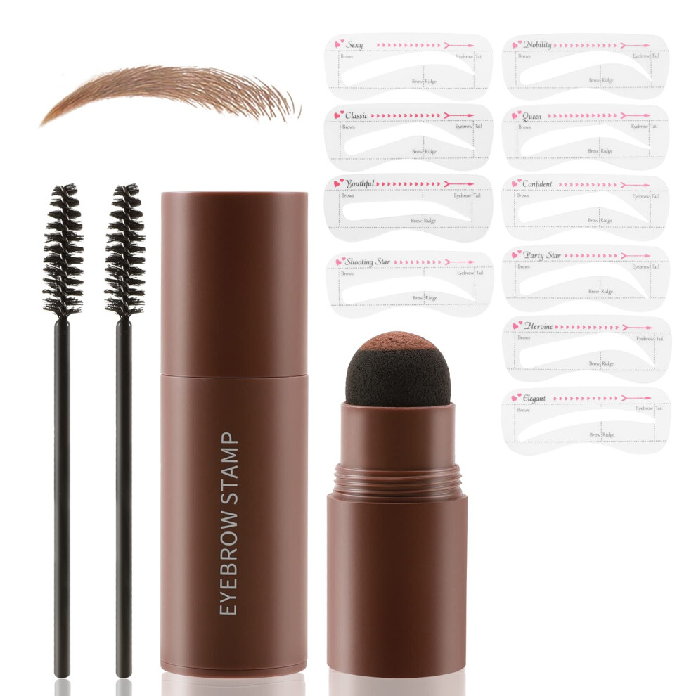 Light/Brown Eyebrow Stamp Kit With Stencils, Fast Brow Shaping And Natural Powder Finish