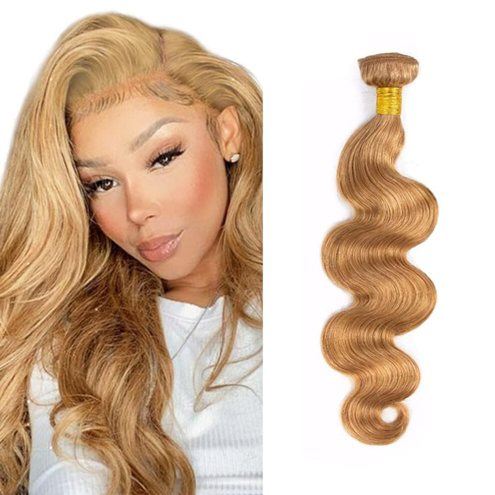 Unisex 14 Inch Honey Blonde Body Wave Brazilian Virgin Remy Hair Extensions Grade 8A Double Weft
