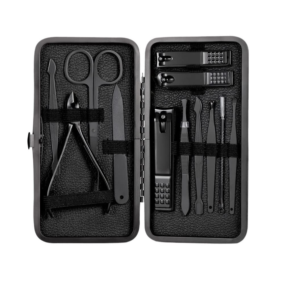 18 in 1 Stainless Steel Manicure Pedicure Set with Compact Travel Case, Professional Nail Care Kit