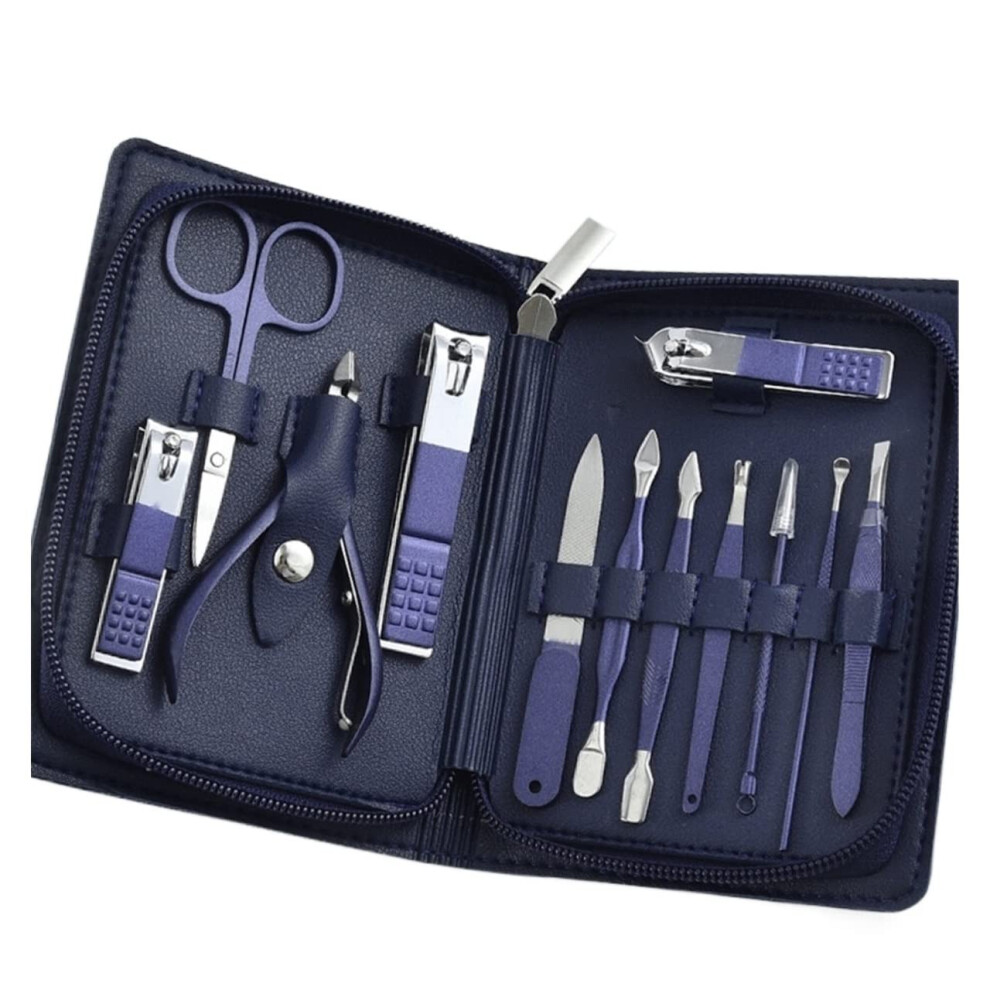 12 Piece Manicure and Pedicure Set with Precision Trimming Tools and Compact Travel Case