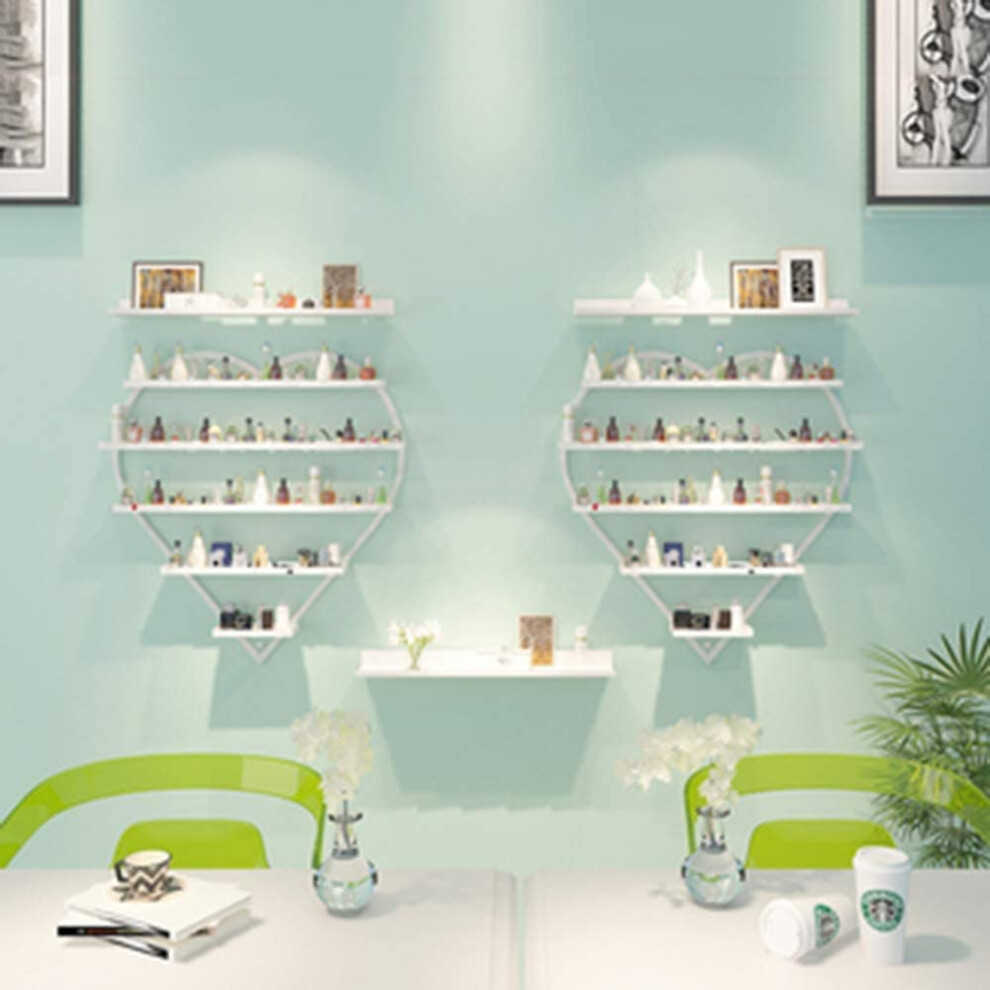 White Wall Mounted Nail Polish Rack, 5 Tier Metal Organizer Shelf For Salon And Home Display
