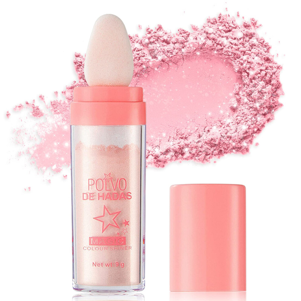 Pink Highlighter Powder Stick With Buildable Luminous Shimmer, Glitter For Face And Body Glow