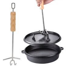 Levantador de tapa para olla holandesa de 36 cm - Doble gancho de haya