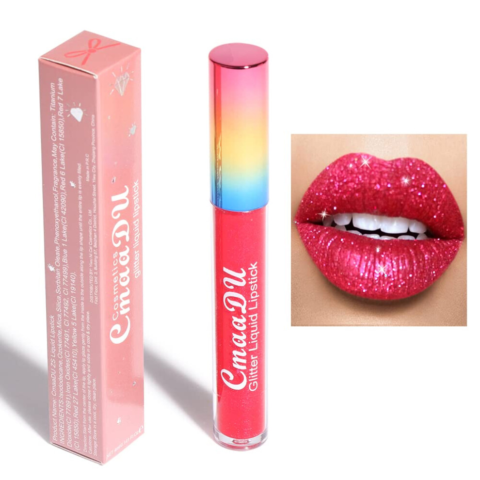 FAEYLI 6 Colors Waterproof Glitter Liquid Lipstick with Diamond Matte Metallic Long Lasting Lip Gloss for Women 03