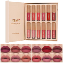 12 Colors Matte Liquid Lipstick Set Long Lasting Velvet Nude and Red Collection