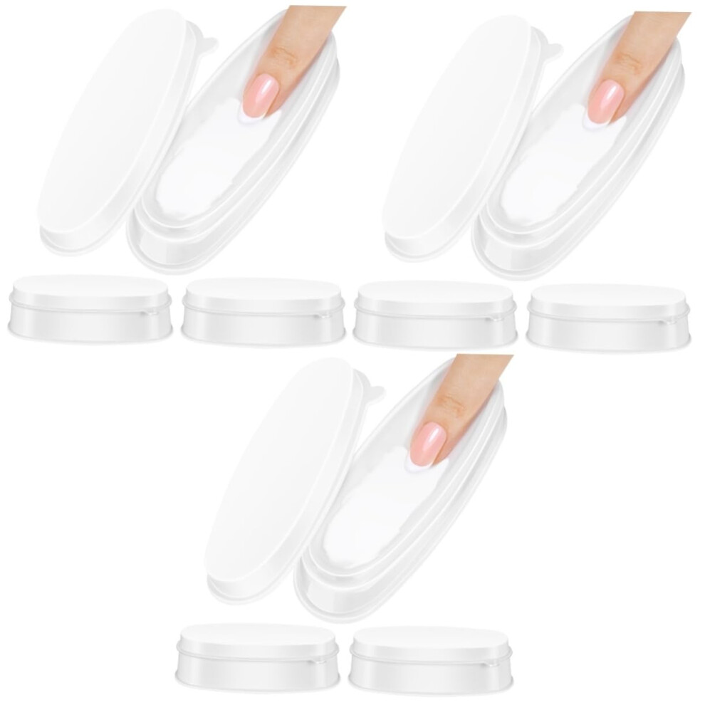 White Nail Dipping Powder Tray Set 9Pcs French Tip Containers For Professional Manicure At Home And Salon