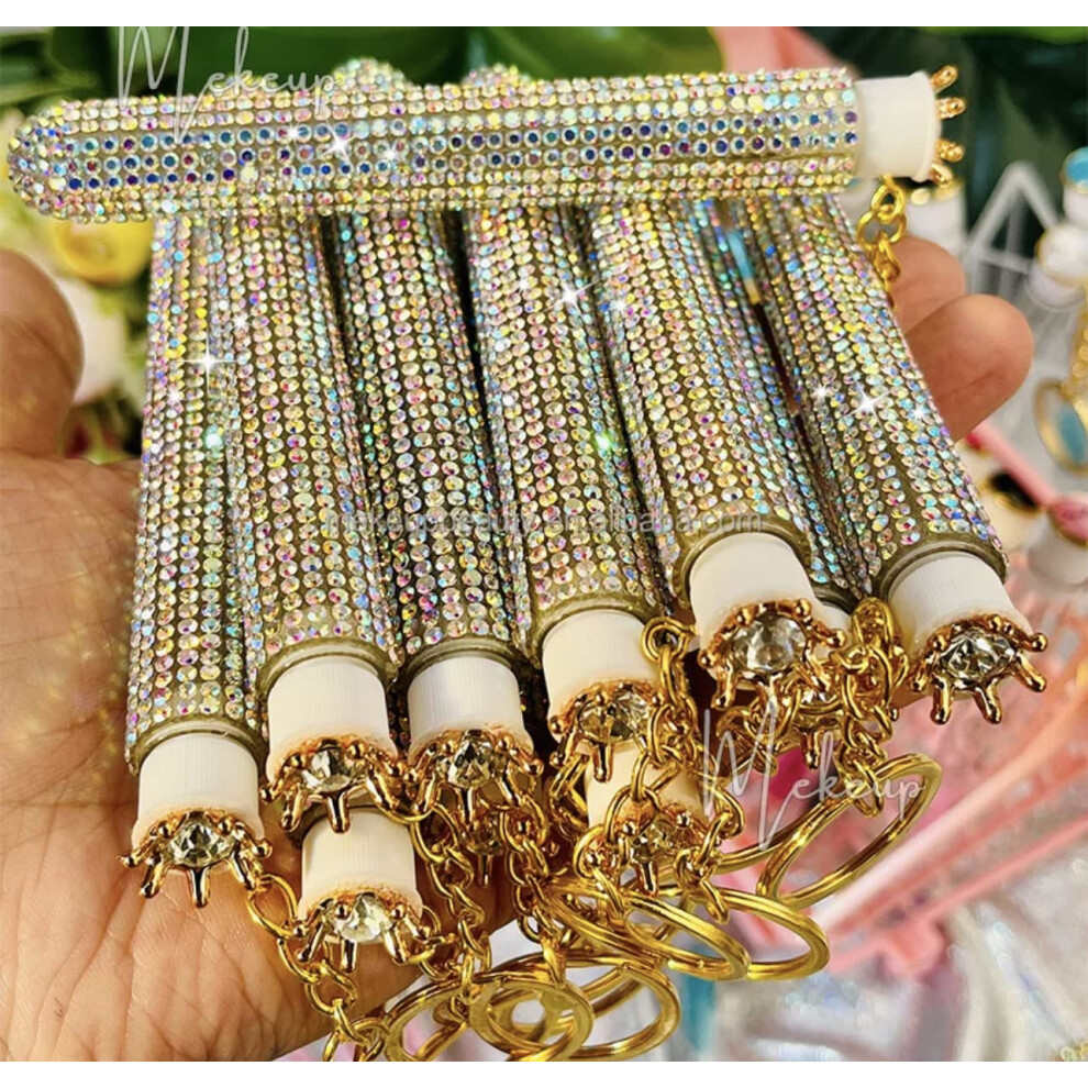 Mascara Wand Keychain with Diamond Design, Small Portable Lash Brush for Travel Grooming