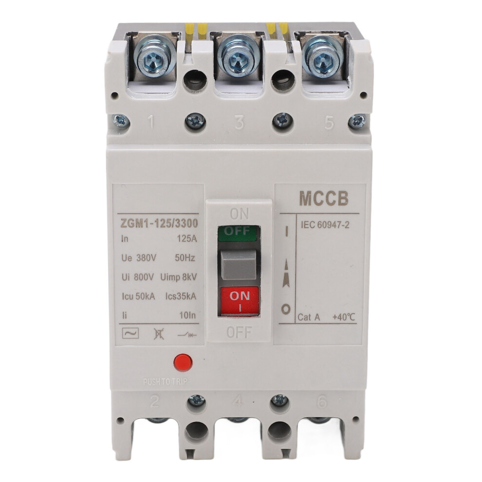 3P Ac Circuit Breaker 125A 380V Overload Protection Mccb, Flame Retardant 8241381260948