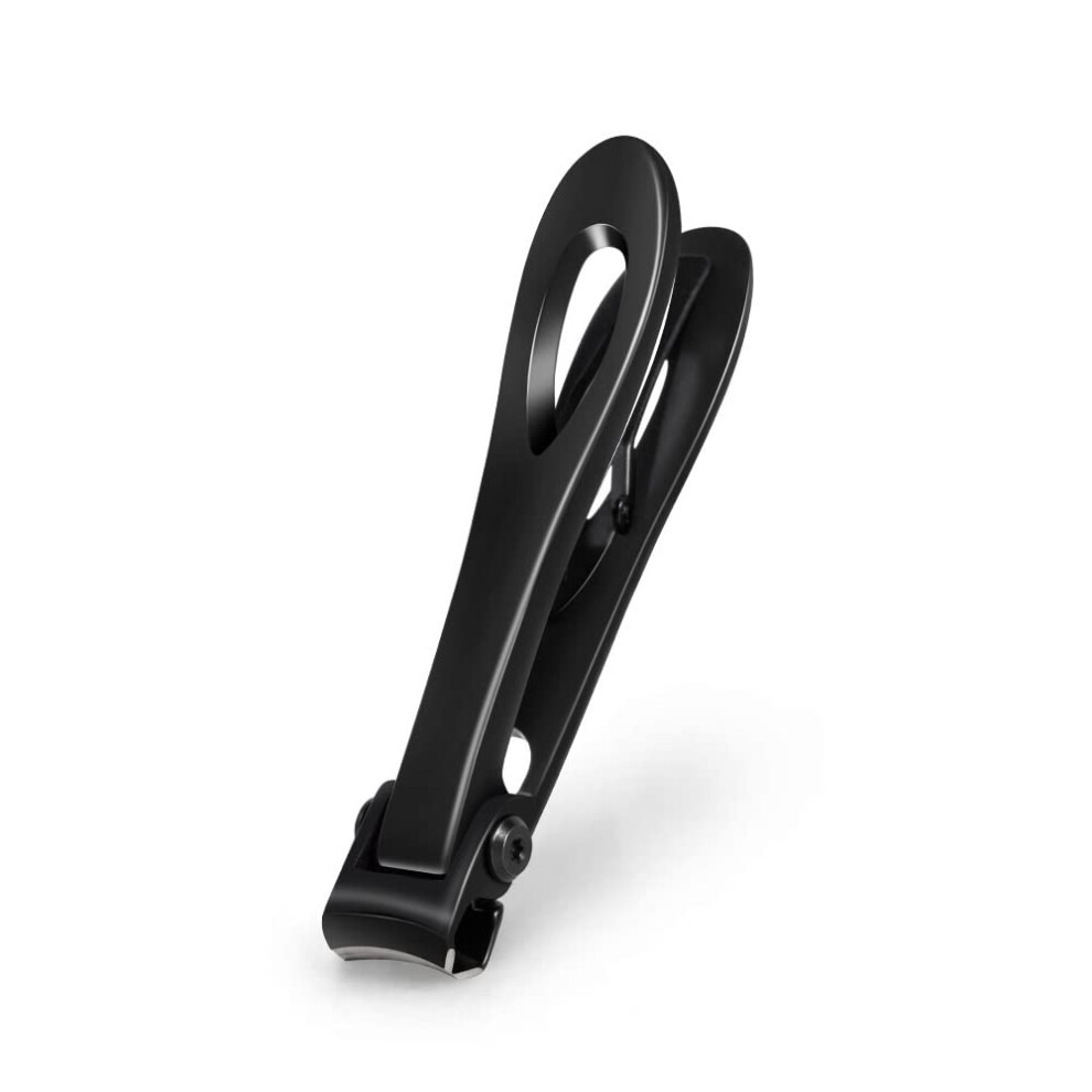Black Nail Clipper For Thick Nails Wide Jaw Stainless Steel Toenail Clippers For Seniors With Leather Case
