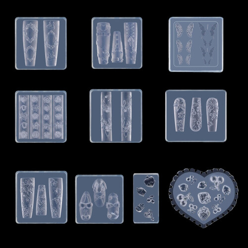 Nail Art Silicone Mold with Precise Embossed Patterns, Reusable Nail Design Template for Salon 2