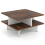 Square Wooden Coffee Table with 4 Storage Shelves, Rustic Brown 1