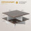 Square Wooden Coffee Table with 4 Storage Shelves, Rustic Brown 2