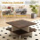 Square Wooden Coffee Table with 4 Storage Shelves, Rustic Brown 5
