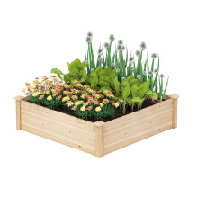 Hochbeet aus Holz, offener Boden, 102 x 102 x 30 cm