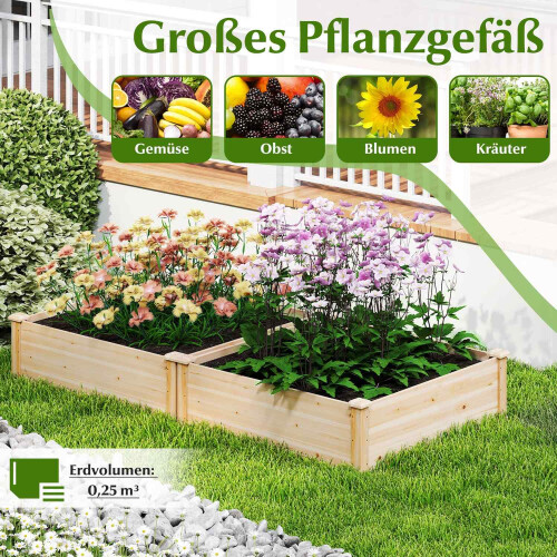Wood Raised Garden Bed, Open Bottom, 102x102x30 cm 2