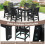 Wetterfester HDPE-Gartenstuhl, Holzoptik, Schwarz 4