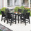 Wetterfester HDPE-Gartenstuhl, Holzoptik, Schwarz 5