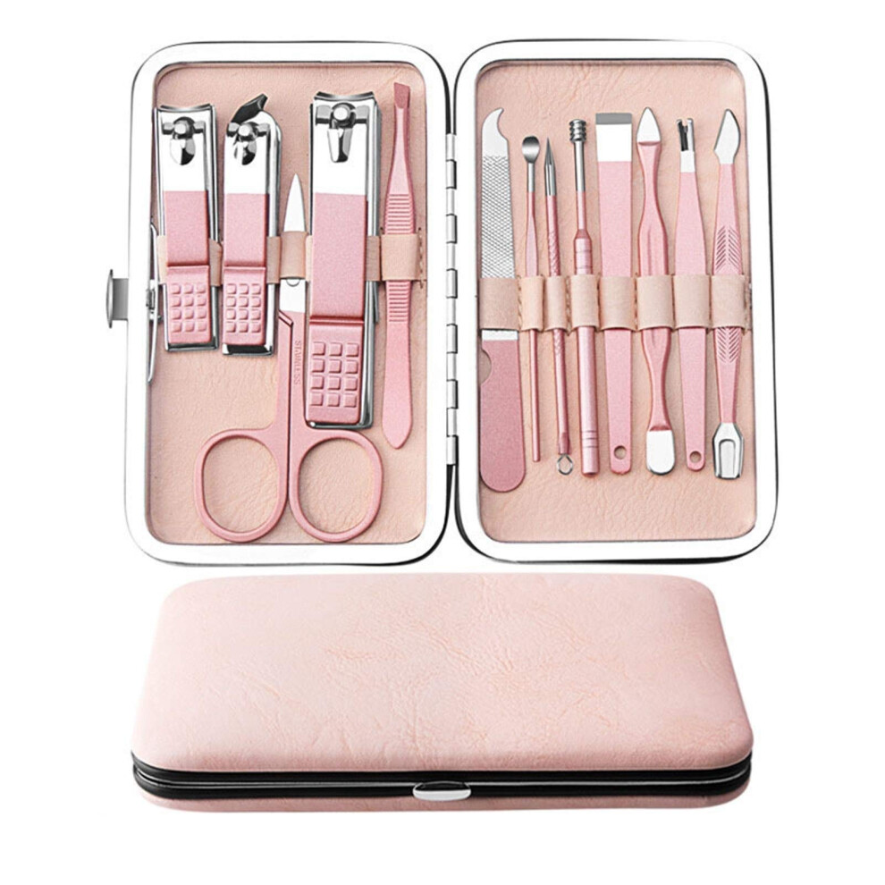 Rose Gold 13 Piece Manicure and Pedicure Set Stainless Steel AllinOne Grooming Kit