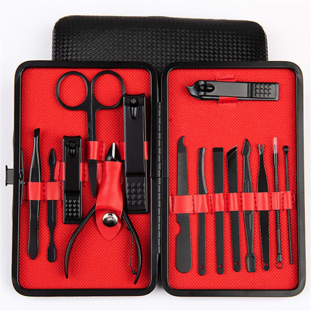 15 Piece Stainless Steel Manicure Pedicure Set with RustResistant Nail Clippers and Leather Case