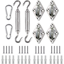 Kit de fixation pour voile d'ombrage (24 pièces), 12,7 cm (5 pouces), en acier inoxydable, compatible avec les voiles d'ombrage triangulaires et