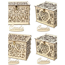 Boîte à cartes de visite en bois Feiona DIY pour fournitures de mariage - Décoration personnalisée - Boîte à cartes de mariage en bois -