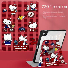 Husă de protecție rotativă compatibilă cu iPad Air6, Hello Kitty, acrilică anti-îndoire de 11 inch, Air5/4/3, Cartoon8/9/10 generație