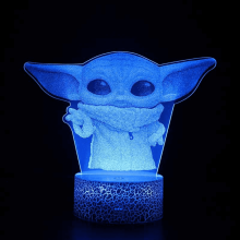 HANNTAOO3D nočné svetlo pre deti, iluzórna lampa Baby Yoda s diaľkovým a dotykovým ovládaním, 16 farieb, darček pre deti - HTNL#227