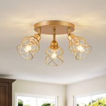 Plafonnier moderne doré encastré avec 3 abat-jour rotatifs en fer (ampoule E26 non incluse)