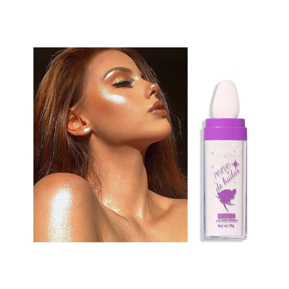 White Highlighter Powder Stick With Longlasting Shimmer Glow For Face And Body (01)