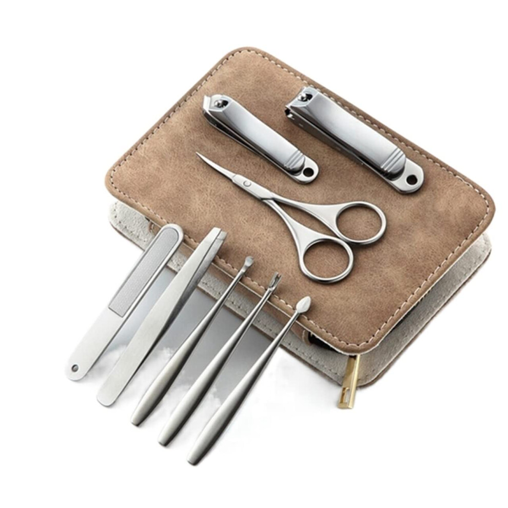 Manicure Pedicure Set Stainless Steel Nail Clippers Kit with Scissors Tweezers Leather Case