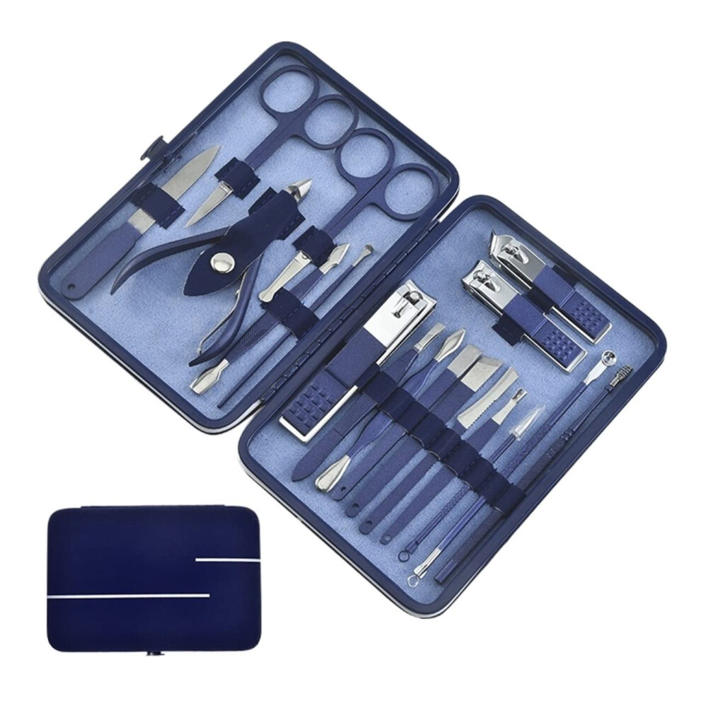 Manicure and Pedicure Set 18Piece Stainless Steel Nail Care Kit with Leather Travel Case