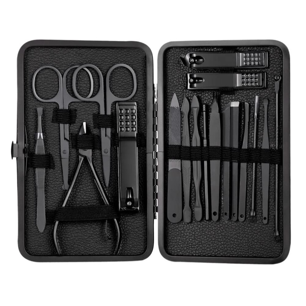18pcs Stainless Steel Manicure Pedicure Set with Leather Case, Professional Nail Care Kit