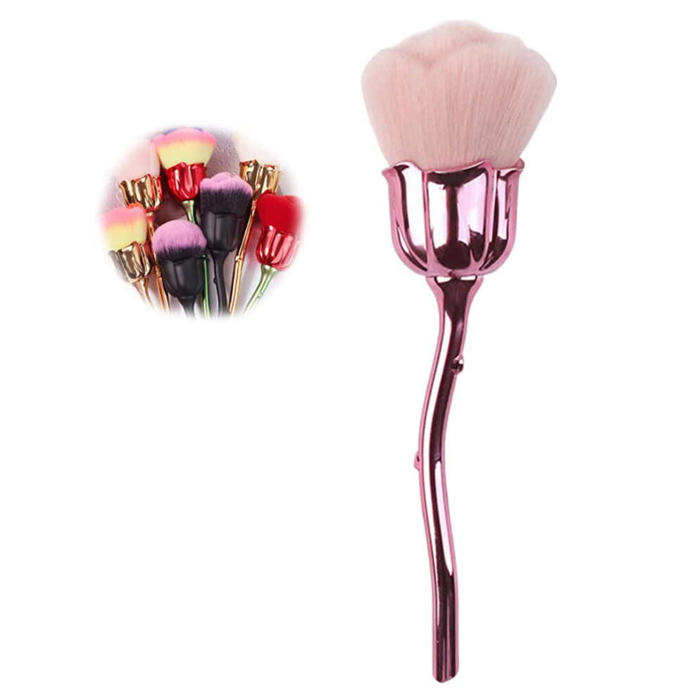 Powder Makeup Brush Large Fluffy Kabuki Rose Shape Soft Bristles for Foundation and Loose Powder
