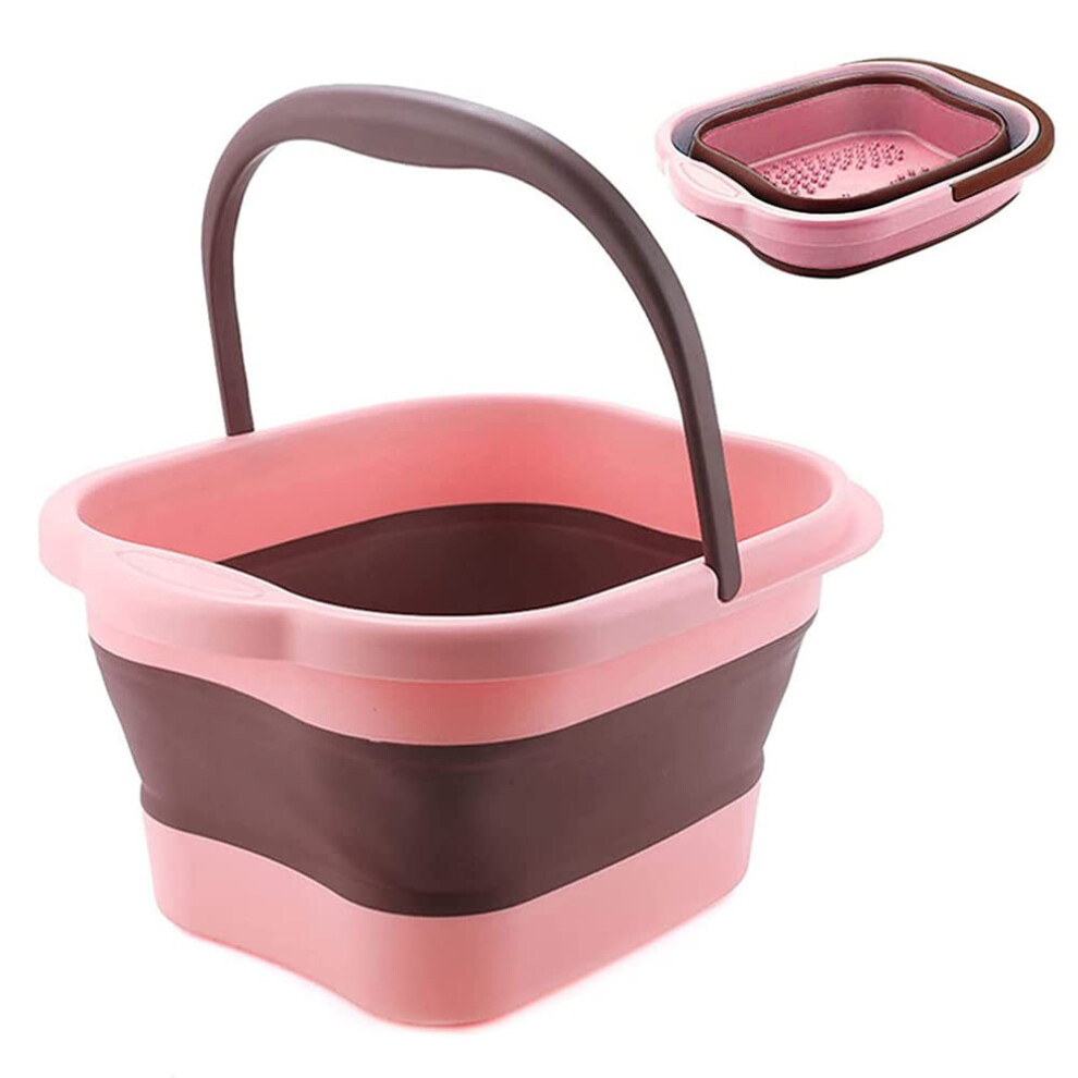 Pink Foot Spa Tub With Handle And Massager For Home Pedicure And Dry Cracked Feet,