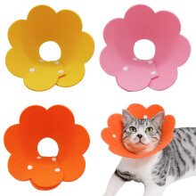 3Pcs Soft Cat Recovery Collar Cone with Sunflower Design AntiLicking Protection for Cats M Pink Orange Yellow