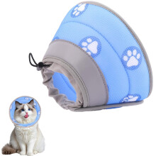 Cat Recovery Collar with UltraSoft Padded Edges, Waterproof Adjustable Soft Cat Cone for Surgery, Blue M (Neck 6.39.45')