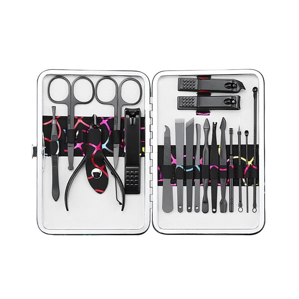 Manicure Pedicure Set 18Piece Stainless Steel Nail Clippers Kit with Protective Leather Case