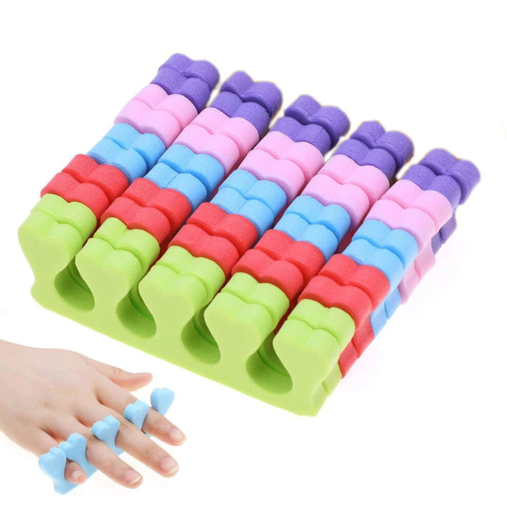 20pcs Foam Toe Separators 4Hole Comfort Fit for Pedicure Nail Polish and Salon Use
