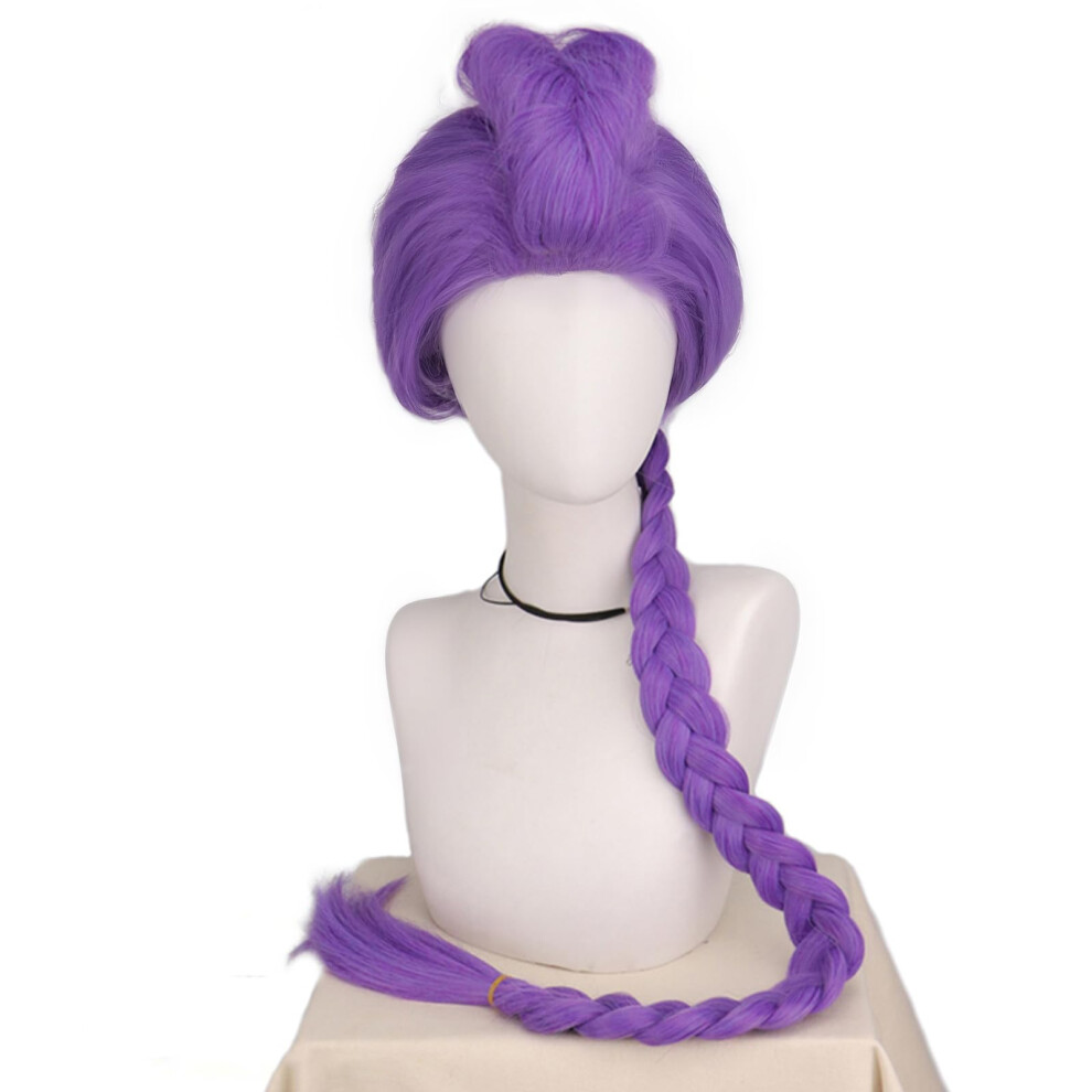 Unisex Purple Anime Cosplay Wig With Heatfriendly Fibers, Long Style For Halloween And Costume Parties