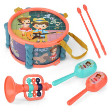 Jucării cu instrumente muzicale pentru copii mici, set de tobe pentru copii cu percuție, maraca, tamburină, corn, zornăitoare, cadou educațional