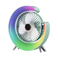 Ventilatore da tavolo a LED colorato con ricarica USB, portatile e silenzioso con luce d'atmosfera per casa, ufficio, dormitorio, compatibile con la