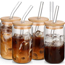 Ensemble de 4 verres avec couvercles et pailles, 473 ml (16 oz), compatibles avec les gobelets à café glacé DWTS DANWEITESI, idéal pour offrir.