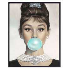 Décoration murale ASPORIC Audrey Hepburn - Affiche bleue Audrey Hepburn - Holly Golightly - Décoration murale glamour - Cadeau affiche de film