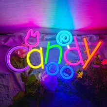 Szabályozható LED nyuszi neonreklám, USB-ről táplált, 39x23 cm, kompatibilis a Candy Land partikkal, hálószobával, üzlet kirakataival,