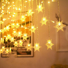 Guirlande lumineuse à 96 LED en forme de flocons de neige, décoration féérique pour Noël, Halloween et le Nouvel An, prise européenne A